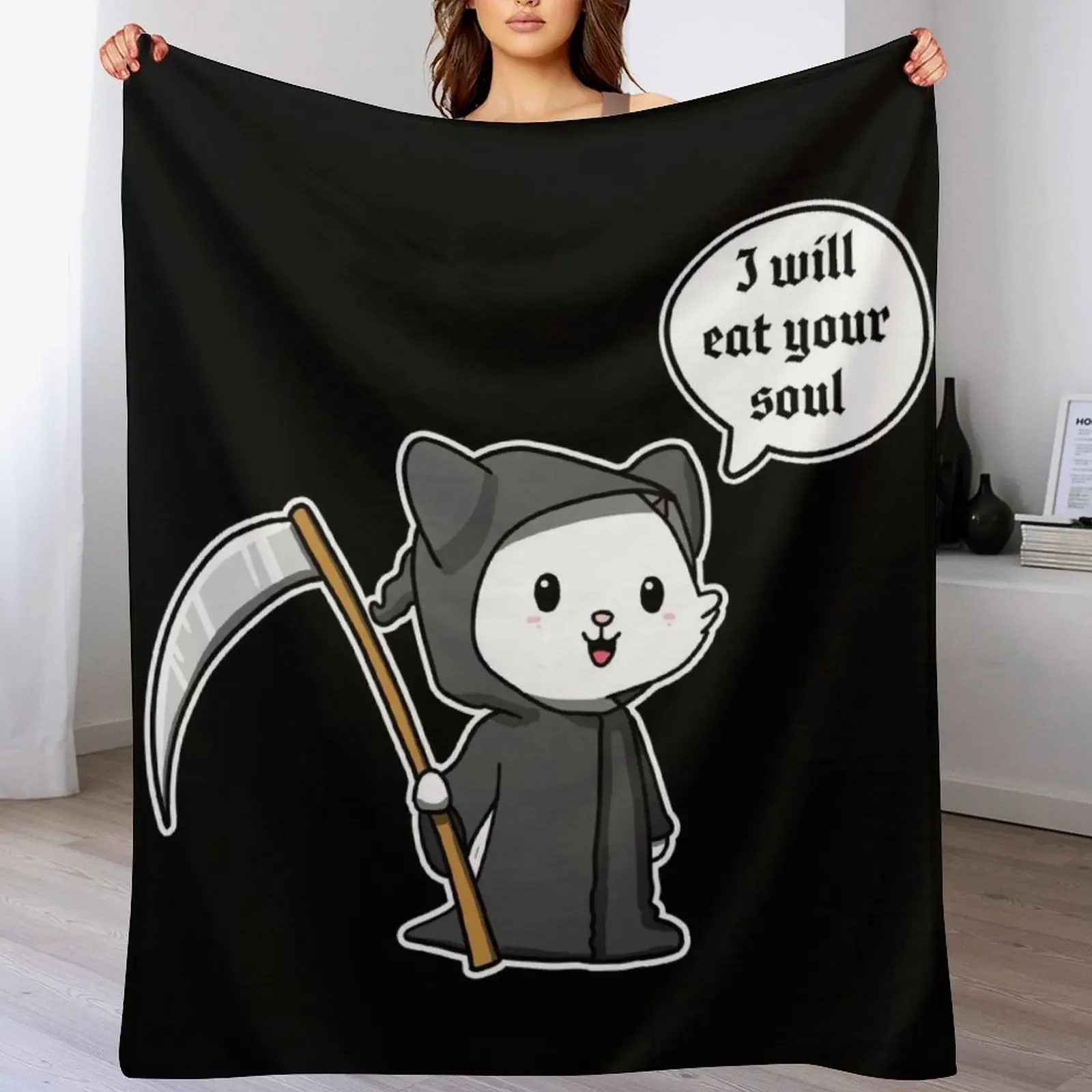 

Reaper Cat Throw Blanket Weighted For Sofa Thin blankets ands Soft Blankets
