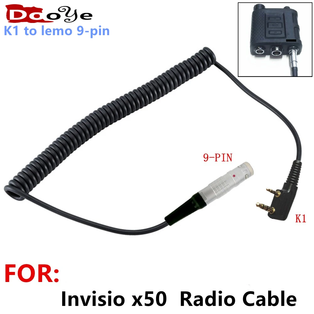 Radio Cable K1 to lemo 9pin for Invisio X50 ptt for Kenwood 2 Pin Type Puxing WOUXUN Baofeng UV5R UV82 Invisio X50 Cable