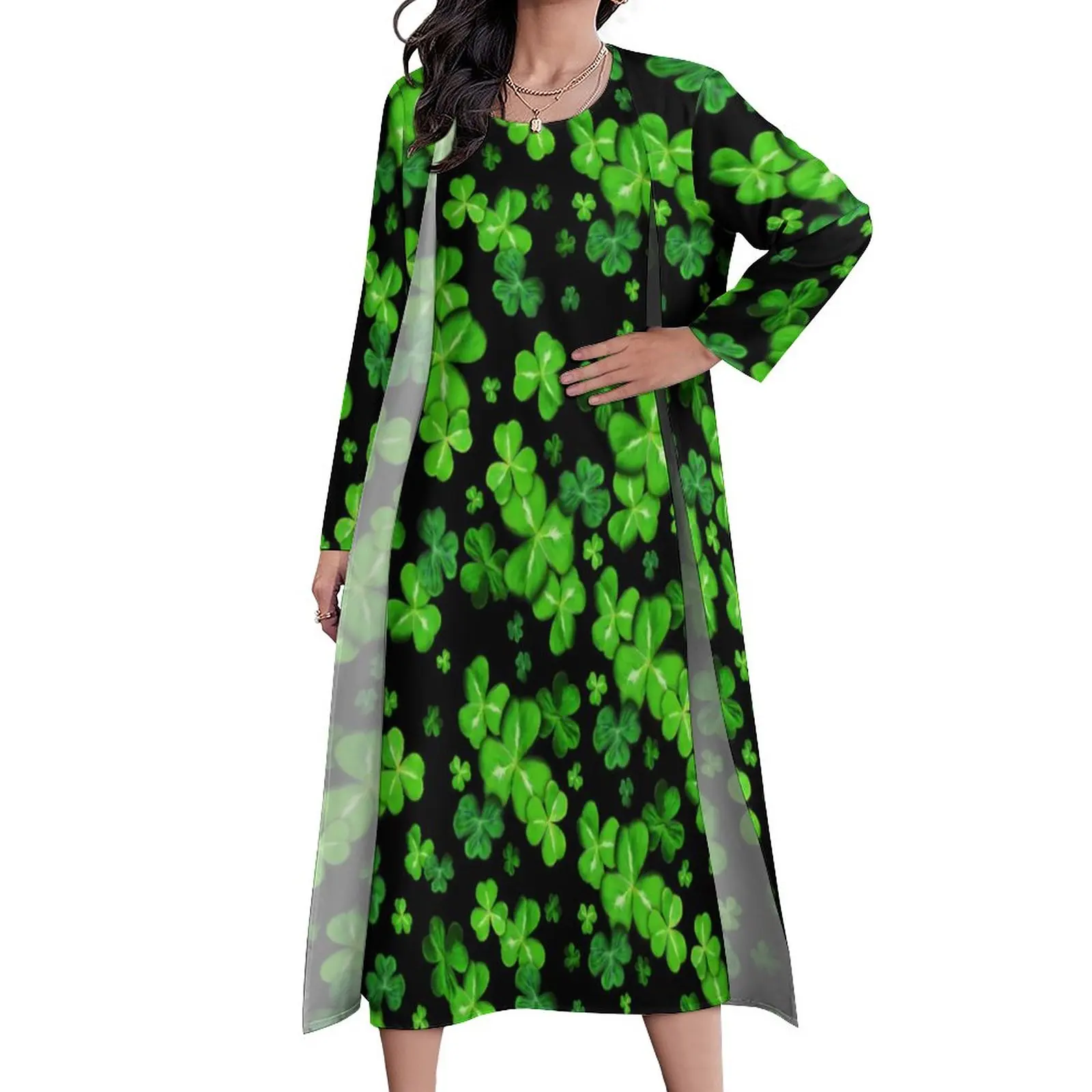 St Patrick's Day Dress Patrick Irish Lucky Shamrocks Night Club Maxi Dress Custom Boho Beach Long Dresses Oversized Vestidos