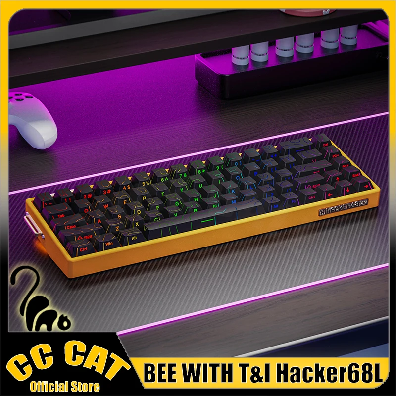 BEE WITH T&I Hacker68L Magnetic Switch Keyboard Aluminium Keyboard Wired Game 0.01RT 8000Hz Polling Rate PC Accessory Custom