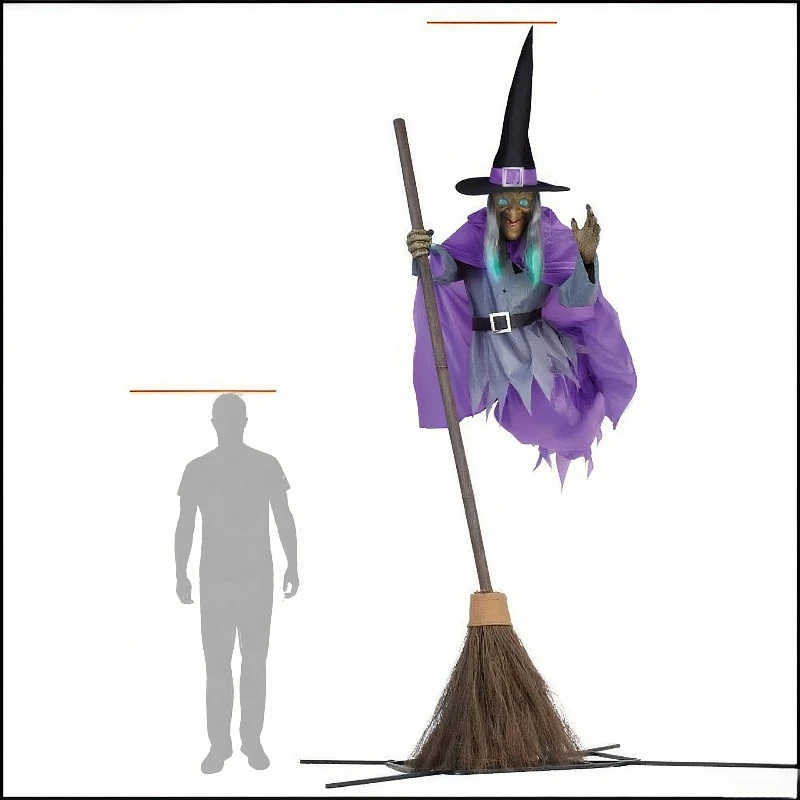 

Украшение летающей ведьмы с ужасающими звуками и огнями, реквизит для Хэллоуина, украшение для бала, вечеринки