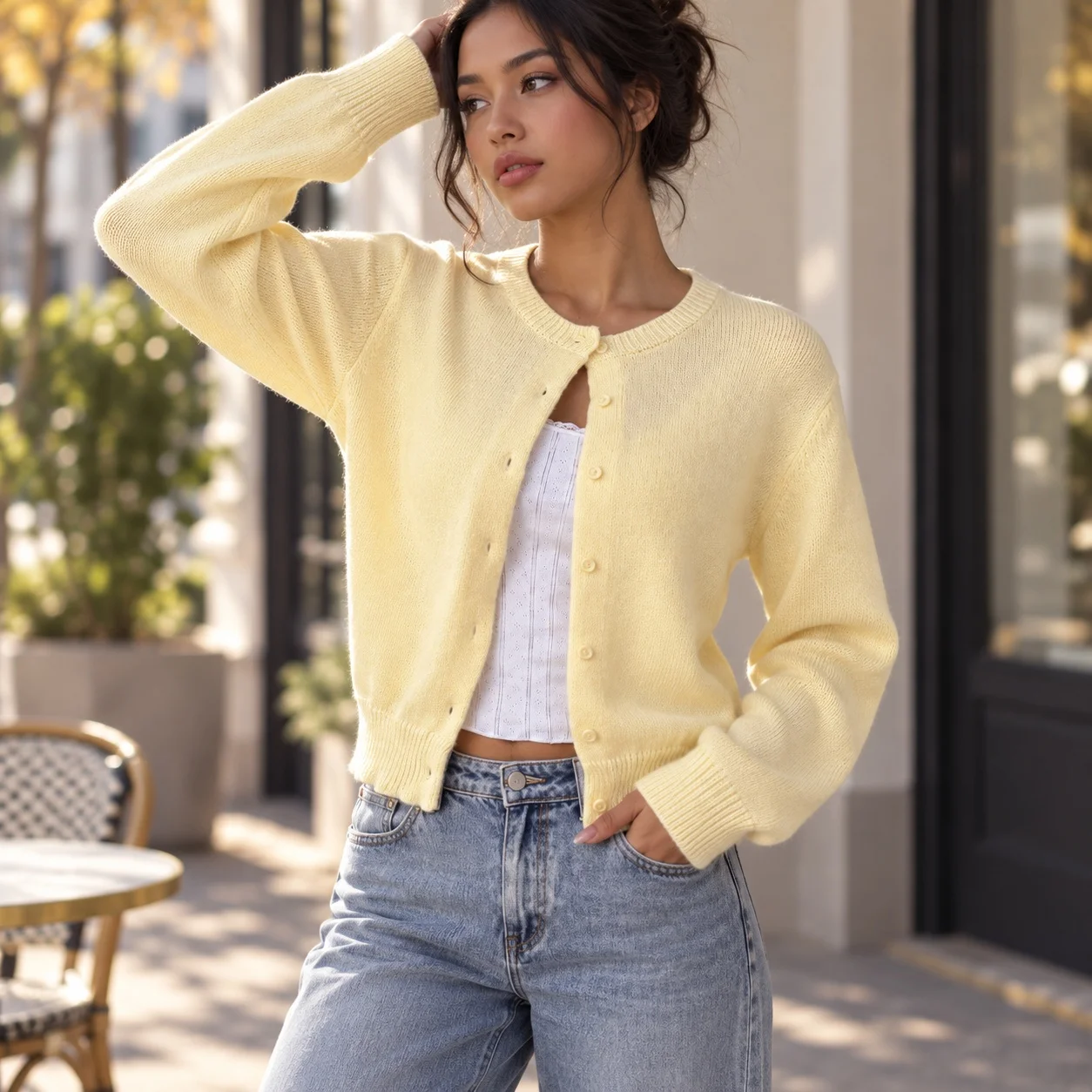 Ribbed Sweater Long Sleeve Regular Fit Commuter Style with Ribbed Detail Office Style Casual Round Neck Autumn Women Sweater