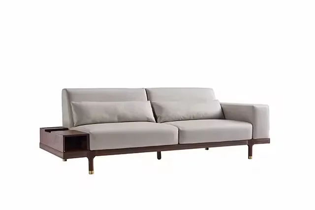 #Modern Style 2 Seat Sofa Leather Cushion Sofa Wooden Storage Box Sofas Set For Living Room