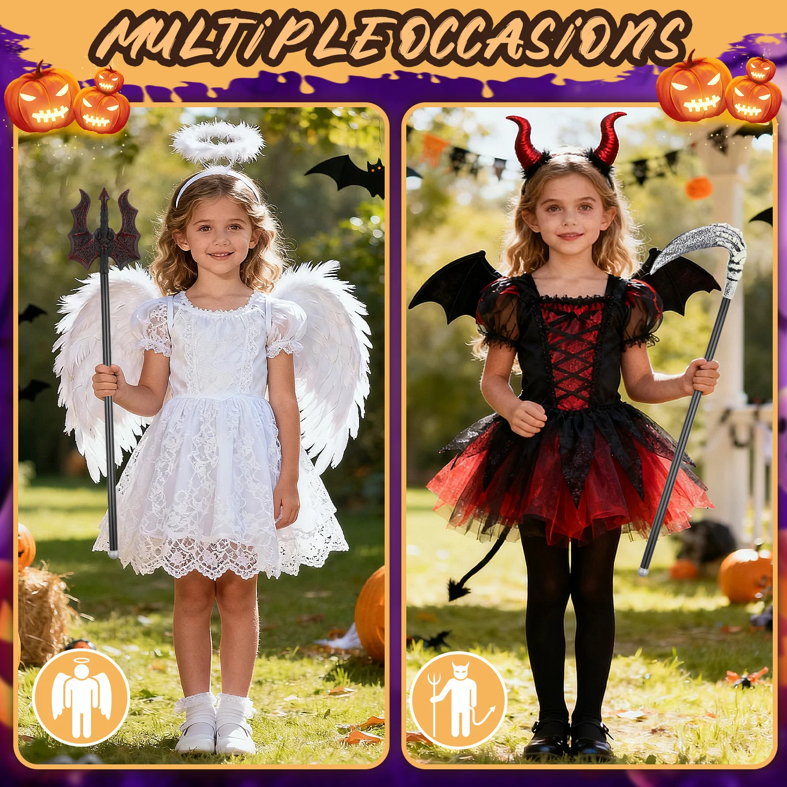 

2Pcs Realistic Demon Three-Pronged Scythe Prop Halloween Cosplay Party Costume Accessories Safe Durable PP Material Exquisite