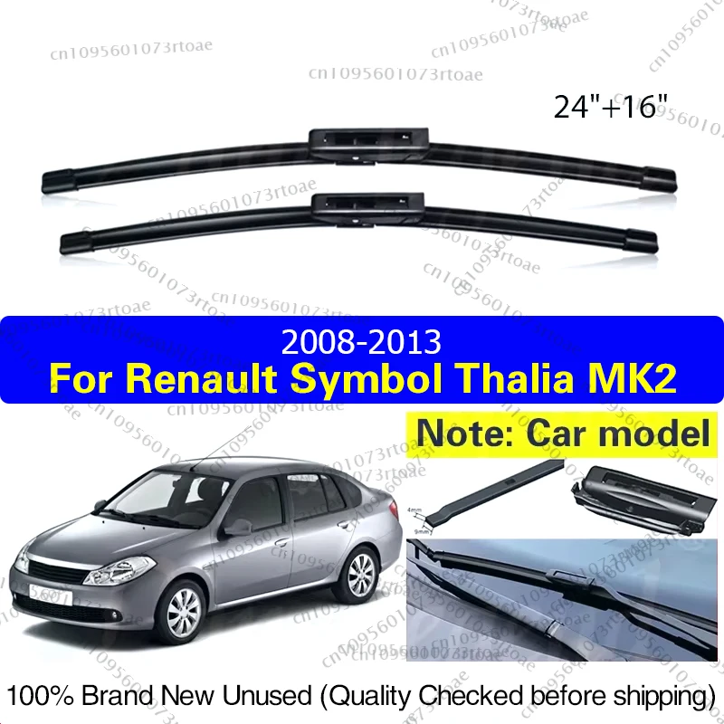 

Wiper LHD Front Wiper Blades For Renault Symbol Thalia MK2 2008 - 2013 2012 Windshield Windscreen Window Rain Brushes 24"+16"