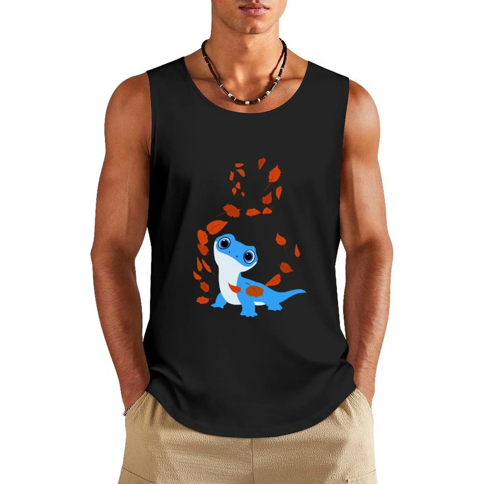 

Burni, Blue Lizard Tank Top basketball Men's sleeveless gym shirts Male clothes