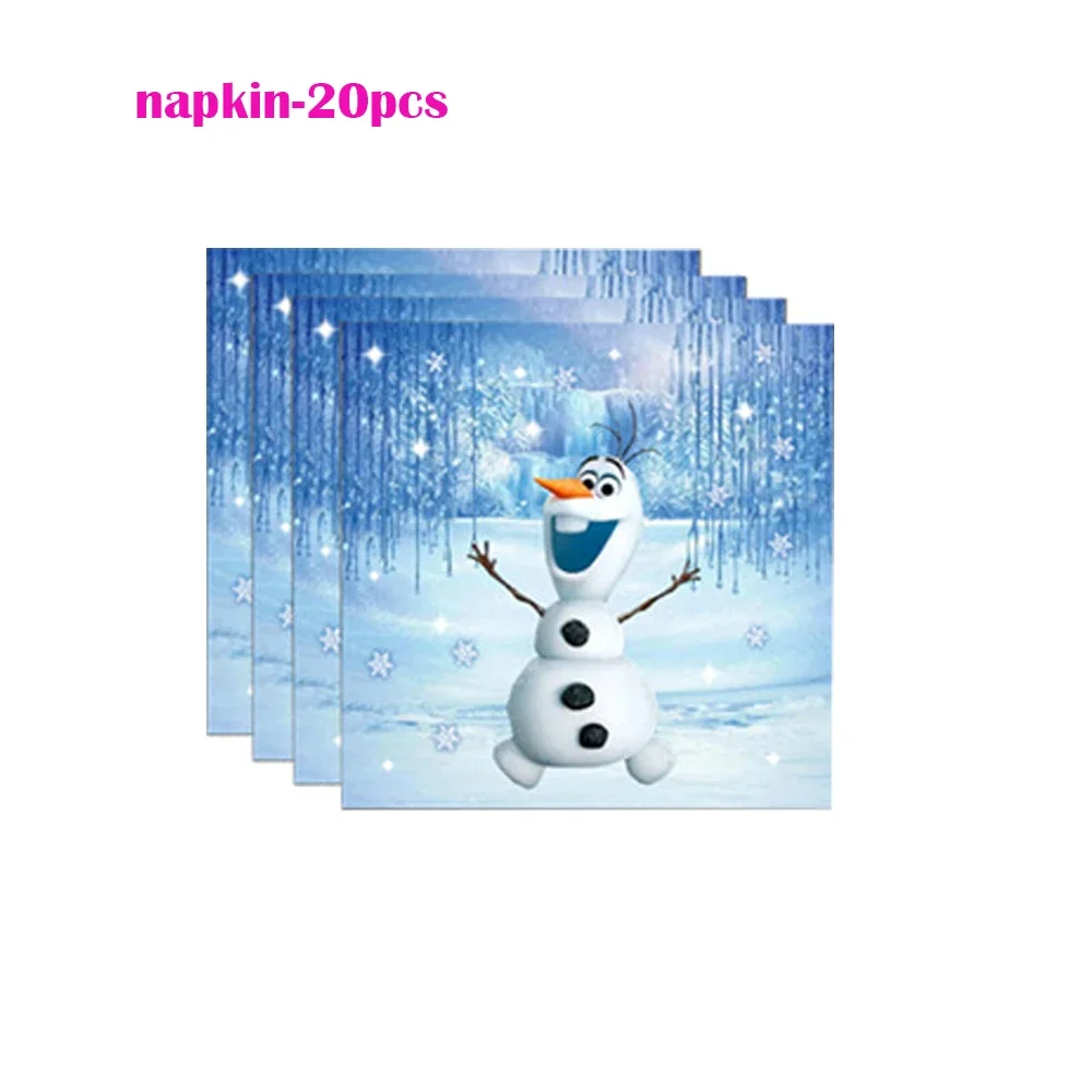 Frozen Happy Birthday Party Paper Disposable Tableware Series for 10 Guest Baby Shower Girl Favor Event Party Decoration