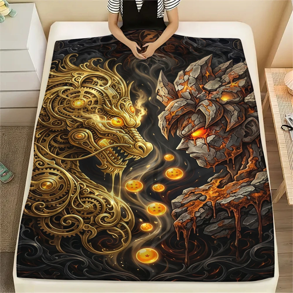 Dragon Ball Super Print Flannel Blanket Cozy Warm Throw for Bedding Couch Picnic Outdoor-Xin