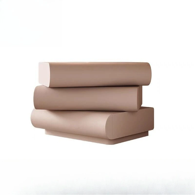 

Leather, modern, simple, three-bucket cabinet, Italian style, cream style, bedside, half moon