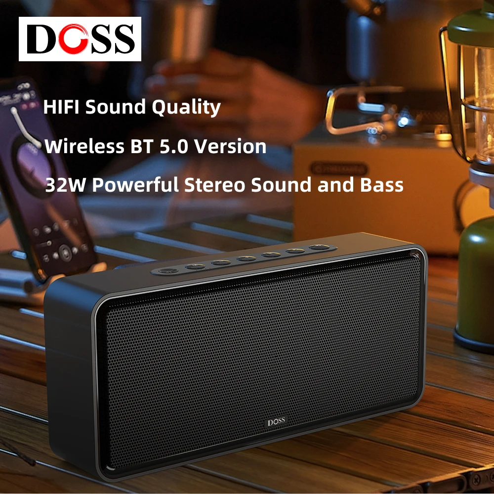 DOSS altoparlante Bluetooth SoundBox XL BT 5.0 potente 32W Stereo e Deep Bass Subwoofer Sound Box Home altoparlanti Wireless portatili