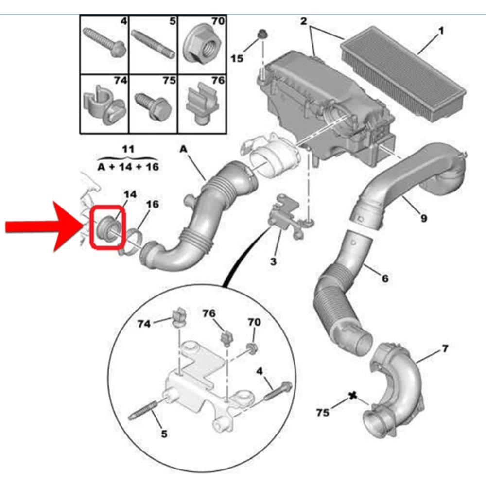 1434C8 Rubber Turbo Air Pipe Sleeve For Peugeot 206 207 307 308 407 Expert Partner 1.6Hdi Sealing Ring Washer Replace Wholesale