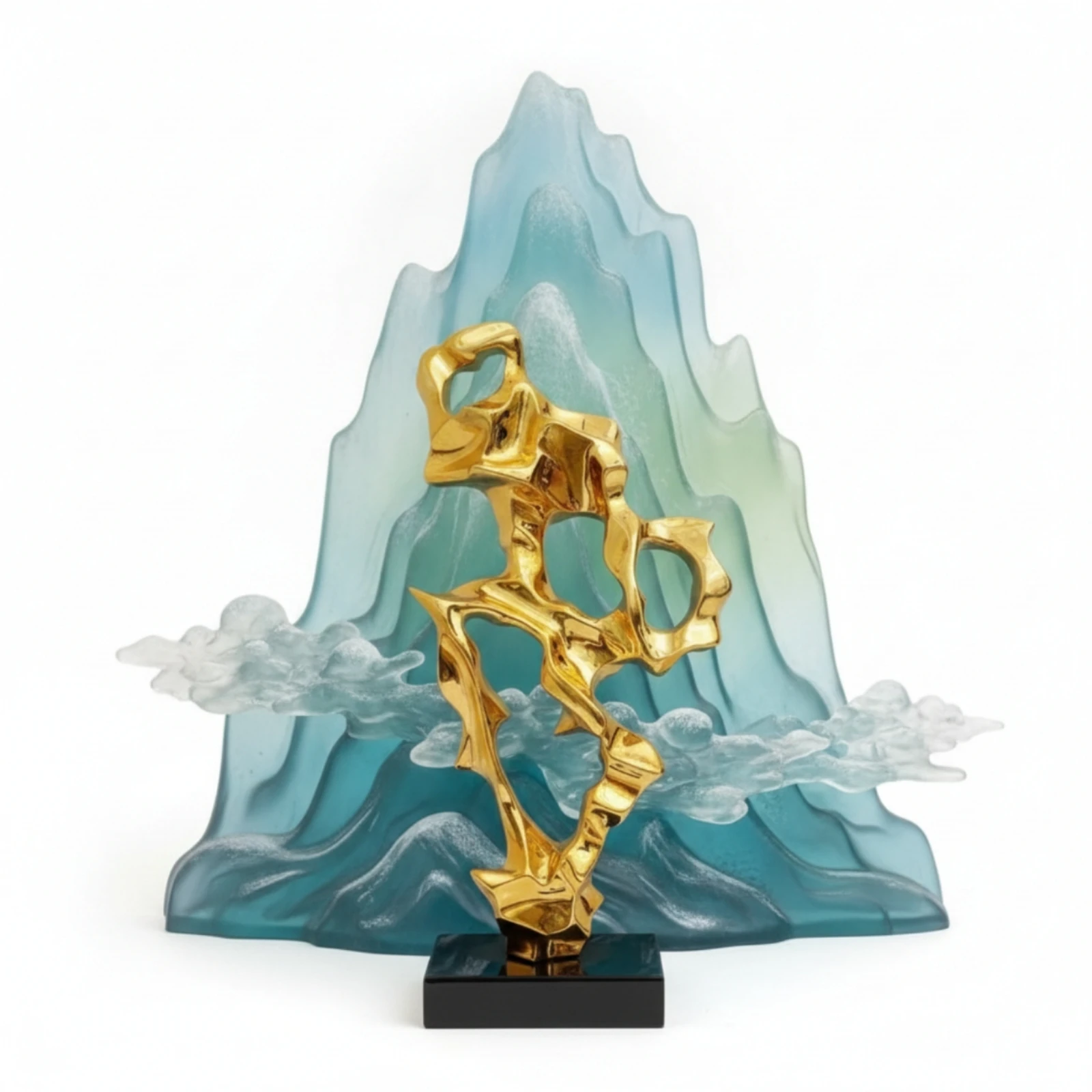 Abstract Sculpture Tall Fiberglass Sculpture Decorative Object with Loop Detail Sleek Tabletop Ornament Slim for Living Room
