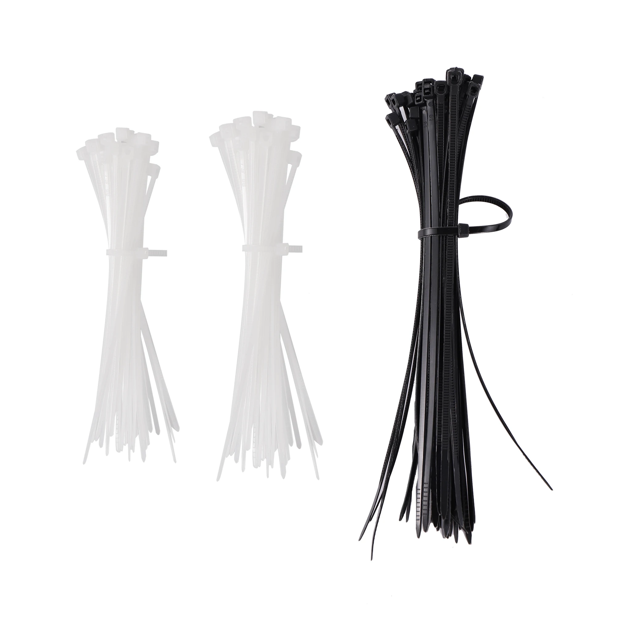 500Pcs Self-Locking Plastic Nylon Tie Black and White Cable Tie Fastening Ring Cable Tie Zip Wraps Strap Nylon Cable Tie