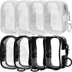 Portable Data Cable Storage Bag Mini Transparent Zipper Bag with Keychain for Earphone Coin Purse Lipstick Bags Pouch Organizer