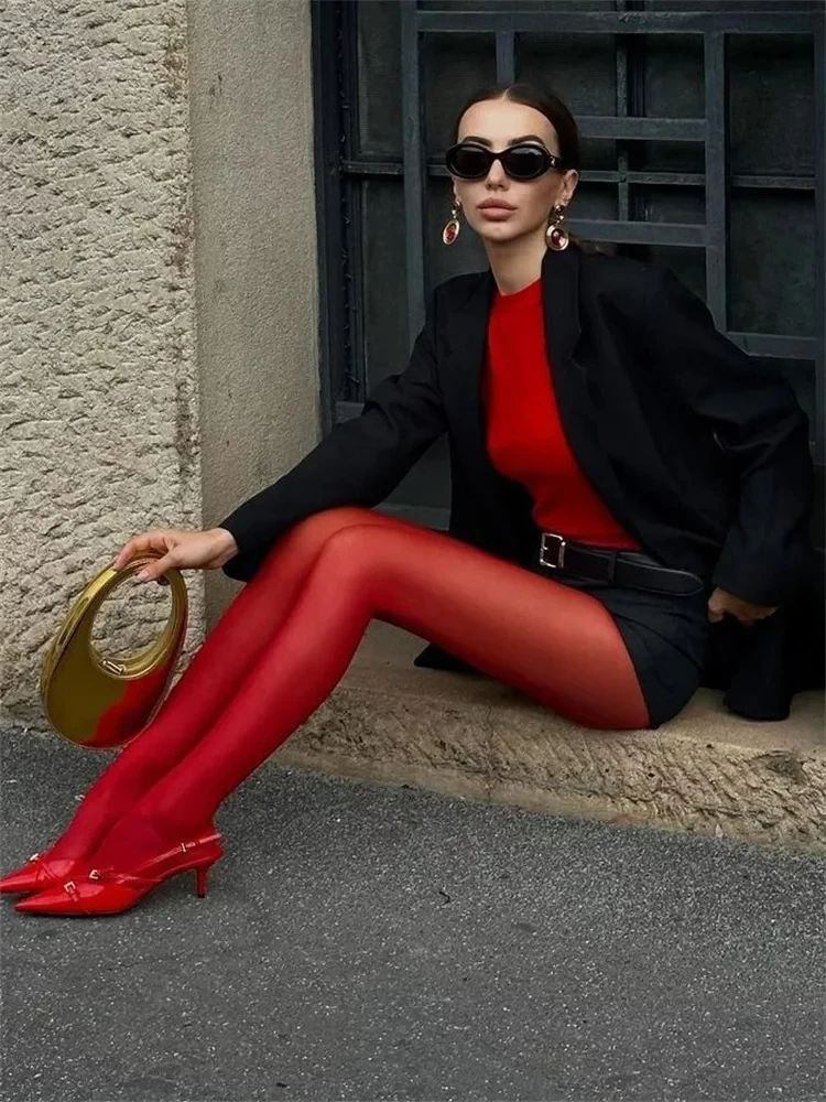 Chinesische rote Strumpfhosen weibliche Neujahrs strumpfhosen Frauen Strümpfe schlanke Dessous Anti-Haken Seide Samt Festival Hochzeit Braut Leggings – Detail 2