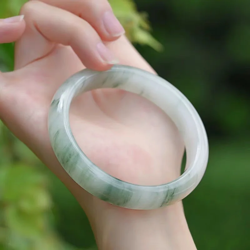 Tianshan Emerald Deep Green Wide Bracelet, Tianshan Emerald Bracelet, Holiday Promotional Gift Bracelet