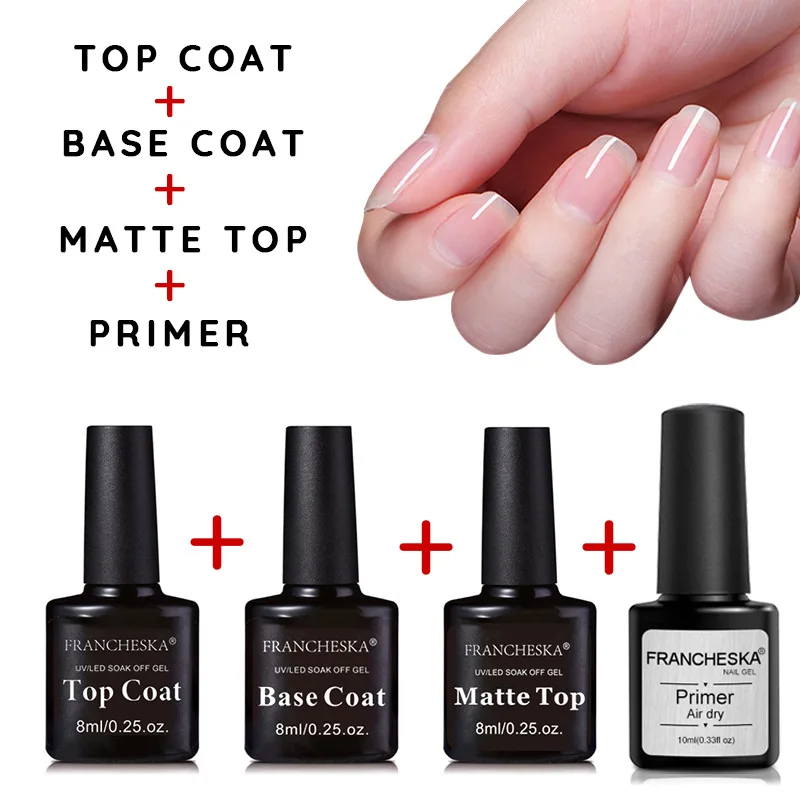 New Nail Polish Base Foundation And No Wipe Top Coat Transparent Primer Soak Off Primer Seal Layer Frosted Seal Layer Set TSLM2