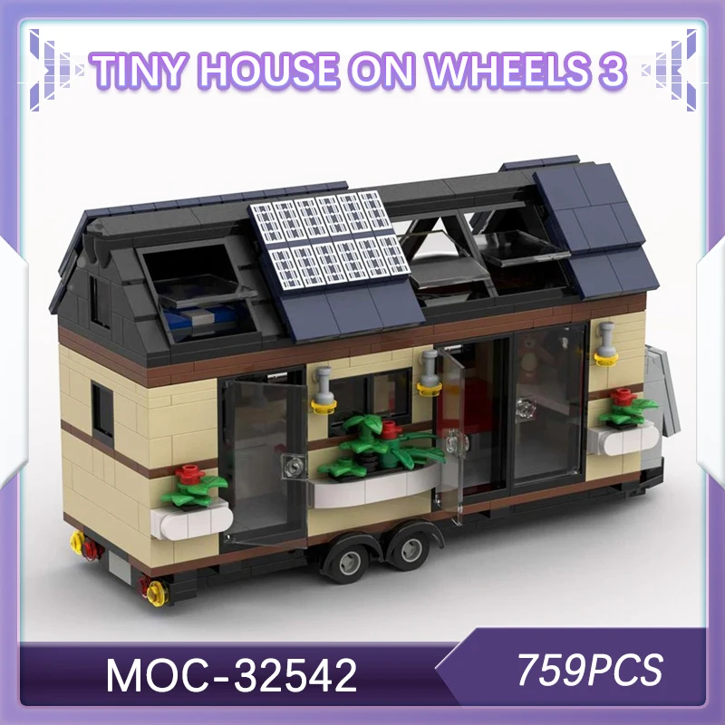 

759 шт. MOCS новый крошечный дом на колесах 3 модели строительных блоков техника креативная сборка кирпичные игрушки рождественские подарки для мальчиков MOC-32542