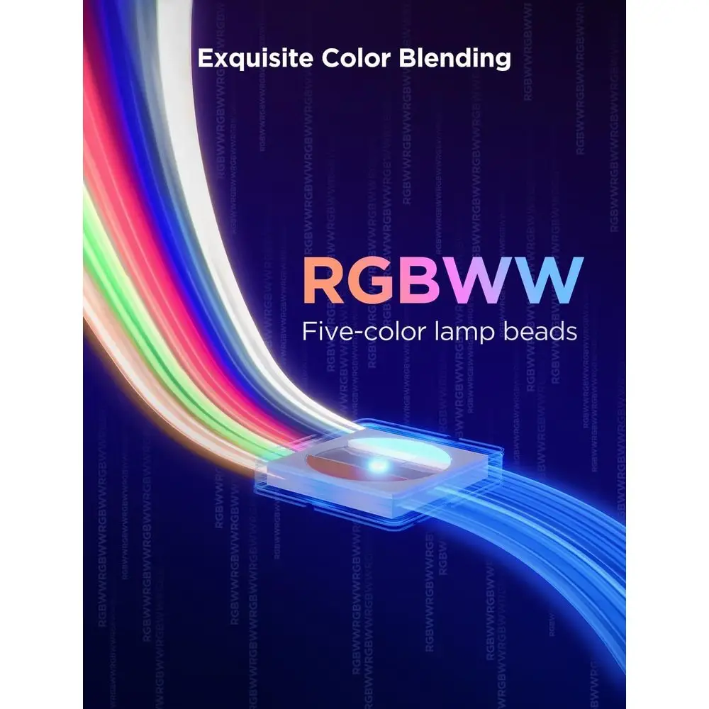 RGBWWIC Strip Light 2 Pro with Matter, 6.56t Smart LED Strip Lights Compatible with Alexa and Assistant, Color Changing LED Ligh