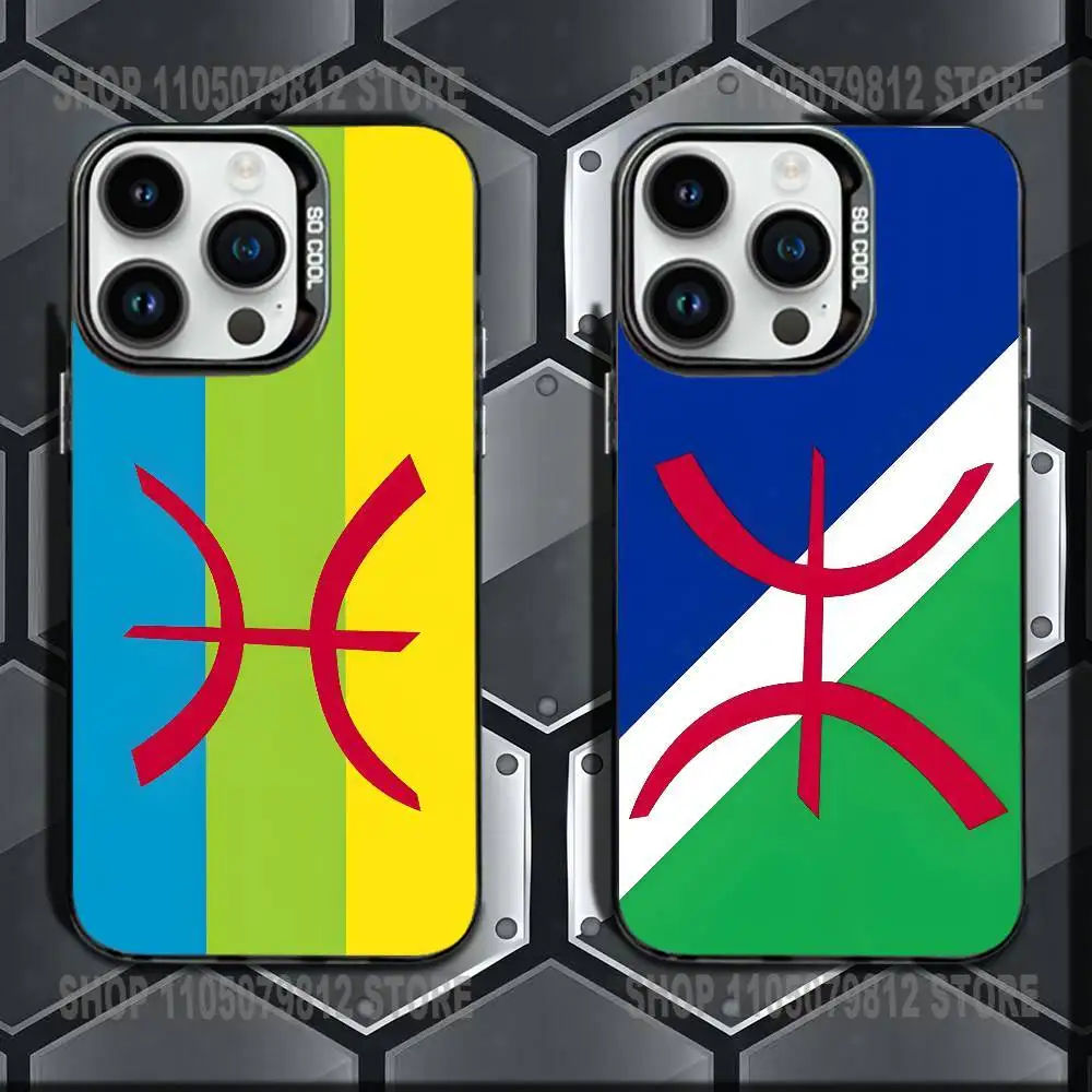 

Amazigh Berber Flag Phone Case For iPhone 16,15,14,13,12,11,Mini,Pro,E,MAX Black Candy Matte Shockproof Cover