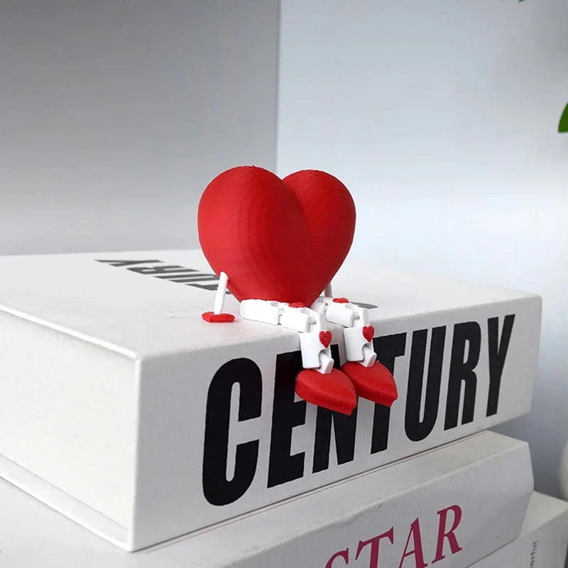 Cute Healing Small Decoration 3D Printed Partner Action Model Mini Heart Desktop Ornament Couple Gift