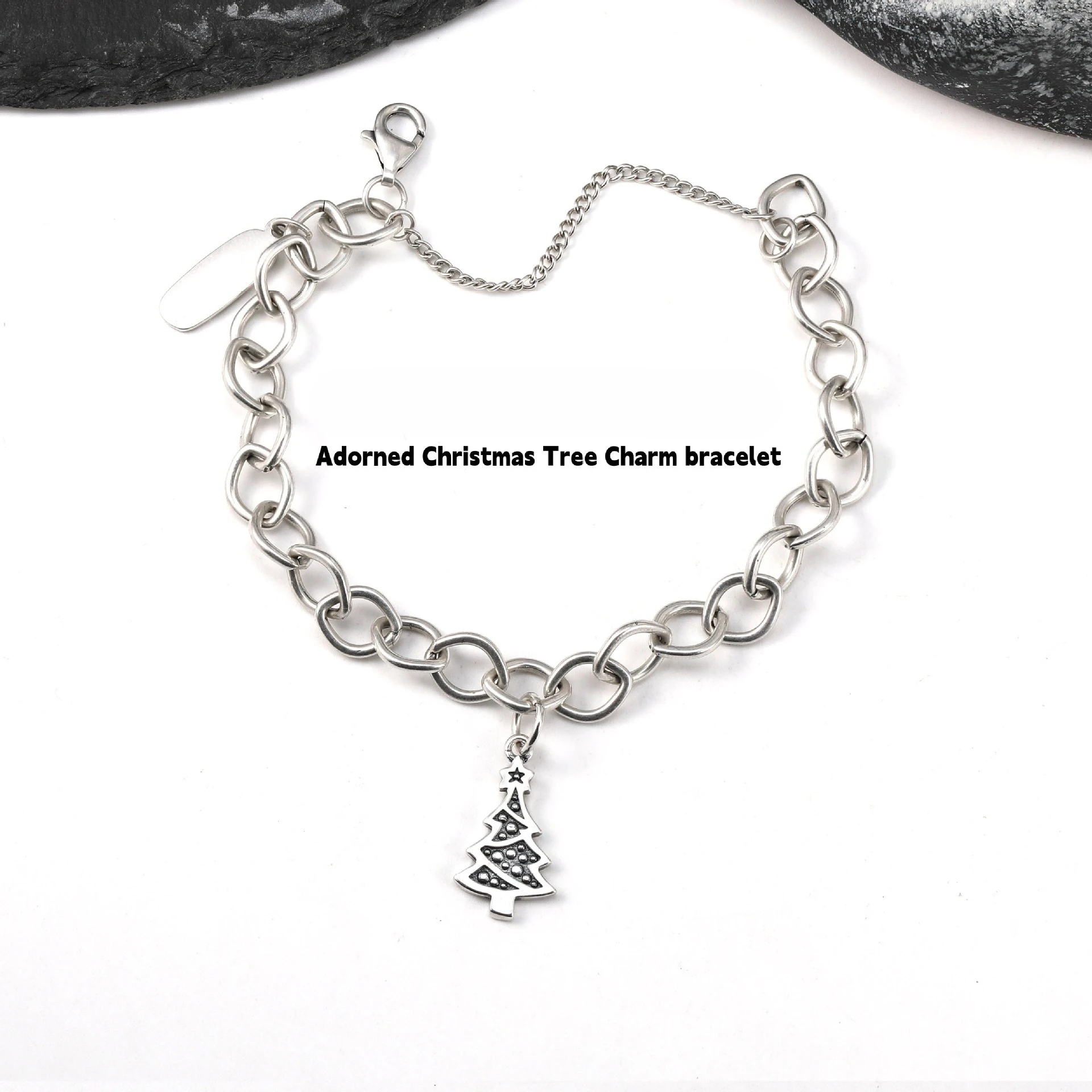 

S925 Silver Adorned Christmas Tree Charm Bracelet, Fun Commemorative High Sense Fashion Jewelry 2026