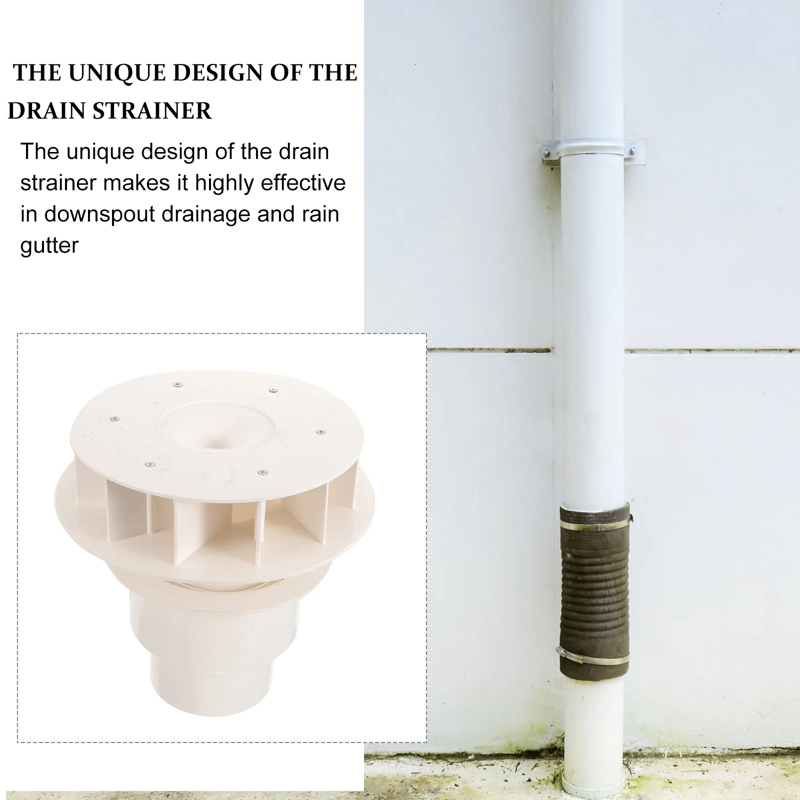 

Siphon Rain Bucket Gutter Downspout Adapter Connector White Efficient Drainage Rainwater Diverter Filter Strainer for Roof
