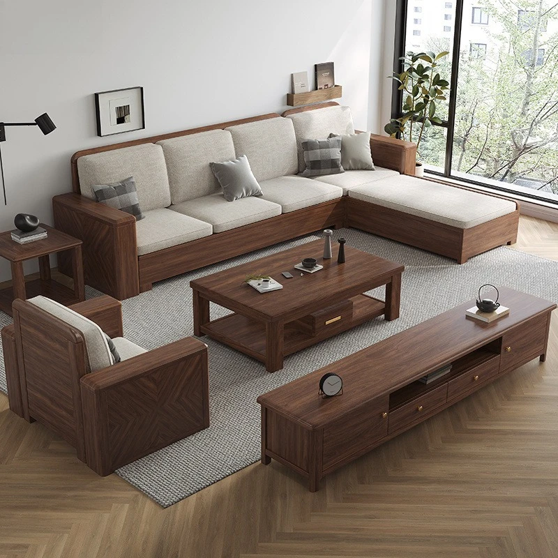 Premium New black walnut European simple sofa South American luxury winter and summer solid wood sofa combination high box sofa