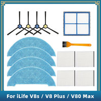 Compatible For ( iLife V8s / V8 Plus / V80 Max, Amibot Animal XL H2O Connect ) Spare Parts Accessories Side Brush Filter Mop
