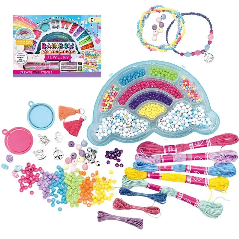 Kit braccialetto dell'amicizia Kit divertente per la creazione di gioielli Artigianato per bambini Arti e mestieri per bambini Kit per la creazione di braccialetti con ciondoli per ragazze per migliorare