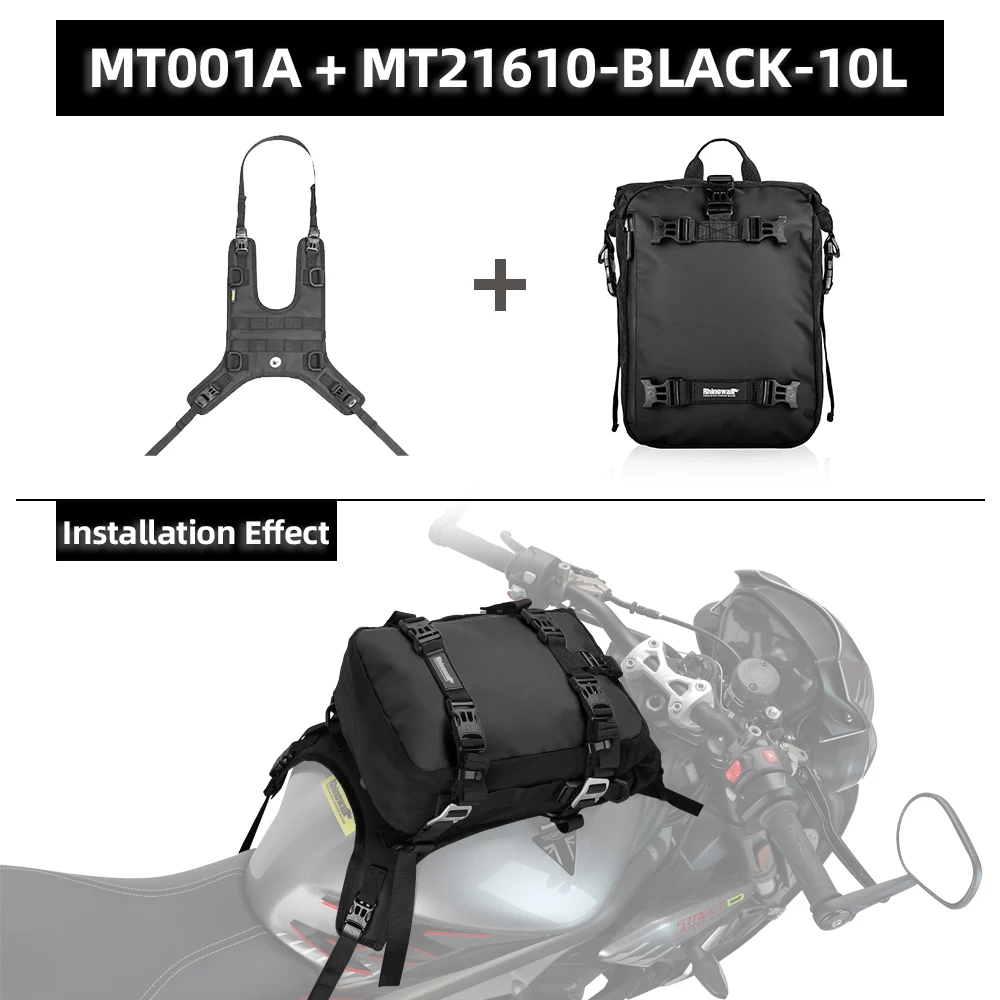 Rhinowalk Motorrad-Tanktaschen-Set mit Sockel, universell, 10 l, intern, wasserdicht, Outdoor-Reitrucksack, Reise-Umhängetaschen, Sattel