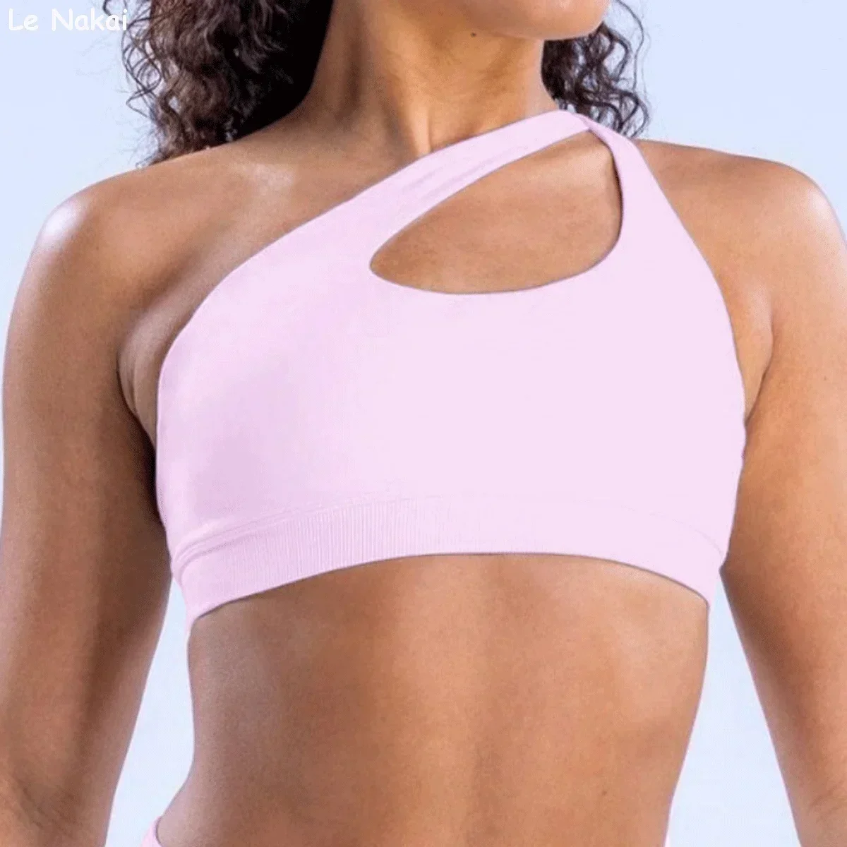 New Impact Asymmetric Sports Bra for Women One Shoulder Padded Yoga Top Bra Hollow Out Sexy Gym Bra Openback Workout Tops