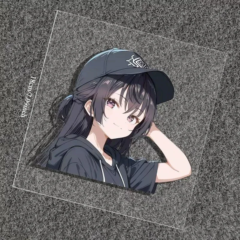 Yuki Suou Itasha Decal Anime Girl With Cap Vinyl Car Sticker Waterproof Decor for Auto Window Motorcycle Helmet Bumper