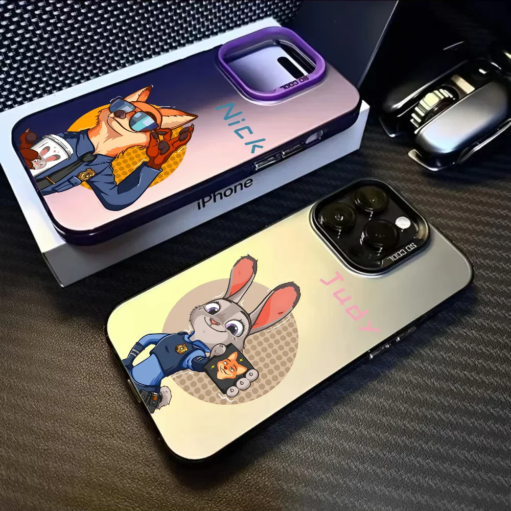 Zootopia Judy and Nick Phone Case For iPhone 16 15 14 13 12 11 Pro Max White Ultra-thin Soft Candy Abrazine Funda