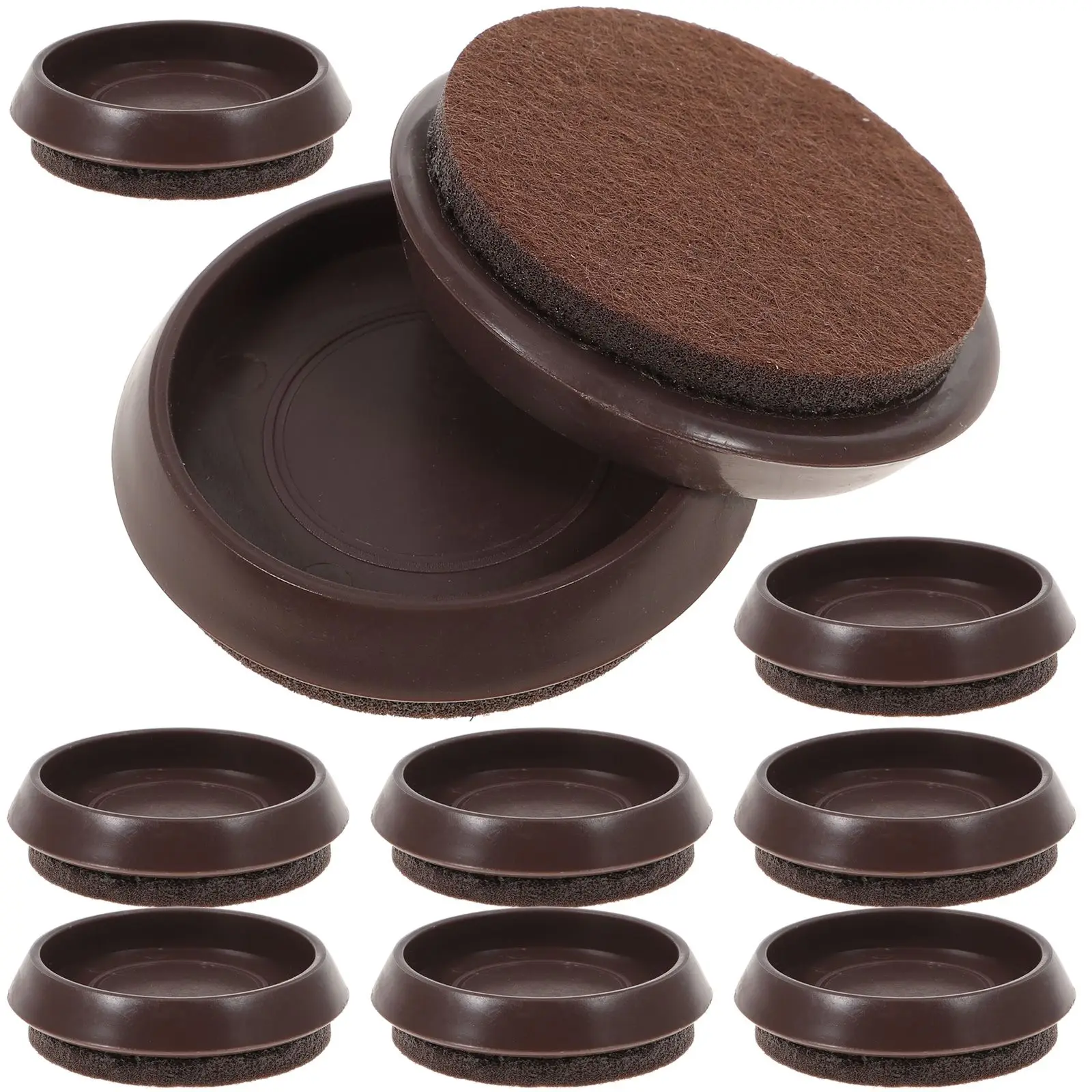 10 Pcs Anti-slip Caster Pads Felt Furniture Cups Round Rubber Coasters