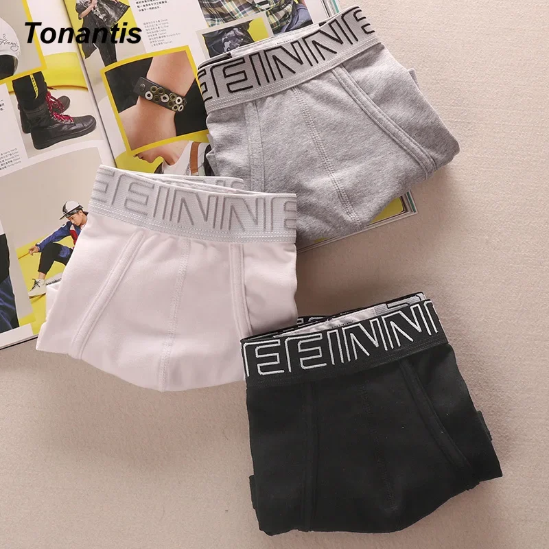 3Pcs/Pack Men Boxer Shorts Adults Cotton Men\'s Panties Solid Color Mid-Rise Mens Underwear Loose Comfortabl Man Underpants