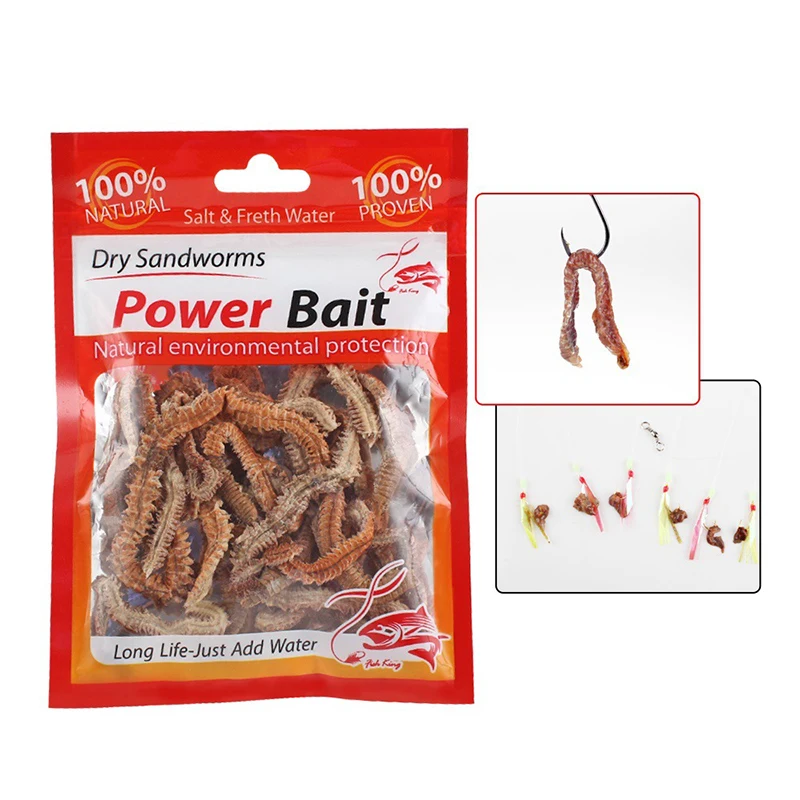 Outdoor Sandworm Seidenraupe Köder 10g Trockensandwurm, Roter Wurmköder, Seebentipede-Köder, Köder, für das Eis- und Meeresangeln im Winter