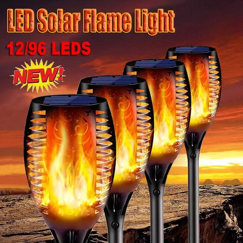 

1/2/4/6/8/10/12Pcs Solar Flame Torch Light Flickering Light Waterproof Garden Decoration Outdoor Lawn Path Yard Patio Floor Lamp