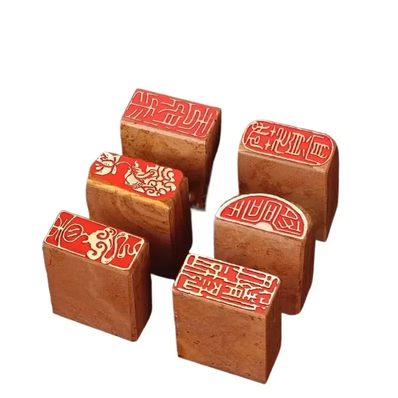 

Portable Square Shenmu Stone Finished Stamp Seal Traditional Chinese Calligraphy Painting Works Stamps Inkpad