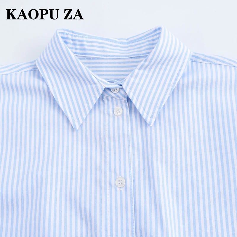 Kaopu Za 2024 Nieuwe Dames Revers Gestreept Single-Breasted Shirt Basics Trend Dames Top Zomerkleding