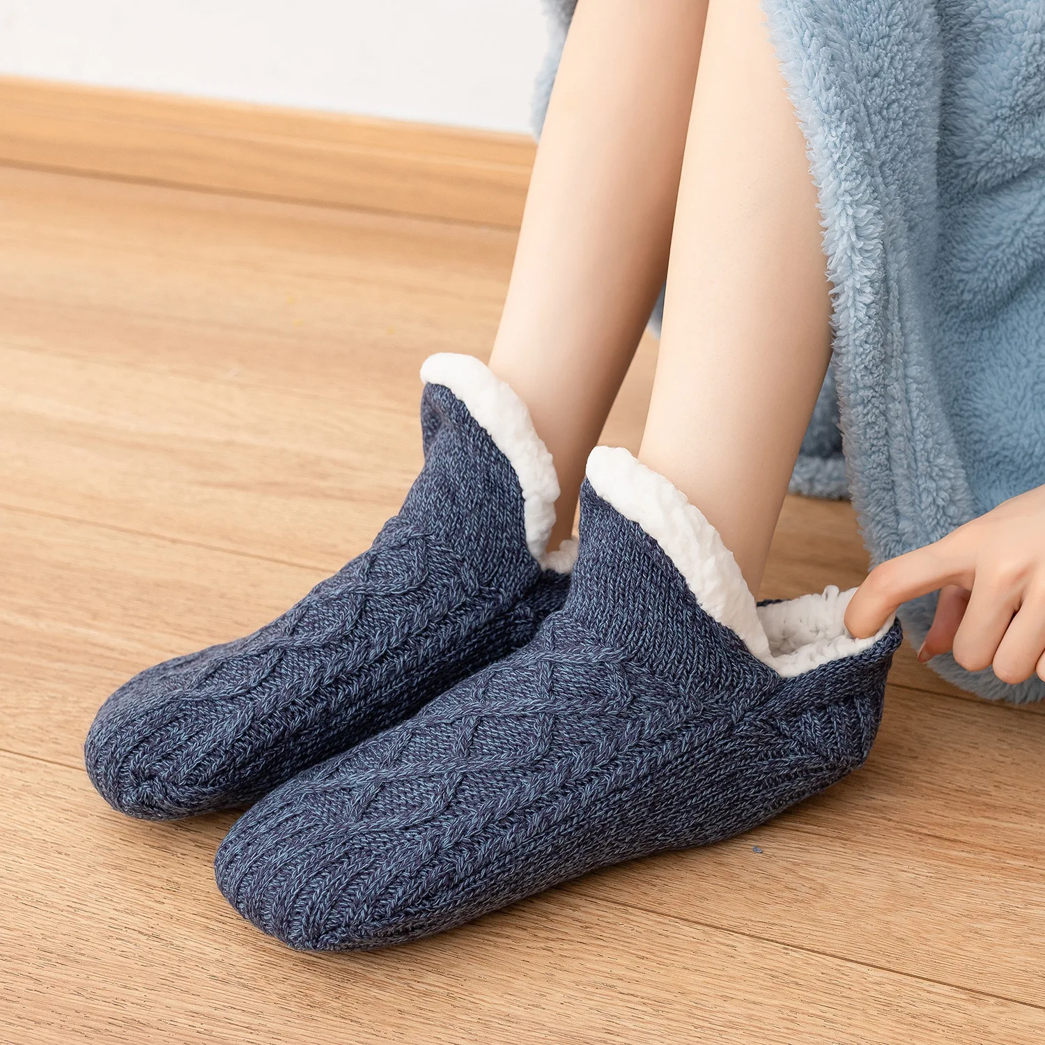 Thermal Mens Slipper Socks Winter Warm Short Cotton Thickened Home Sleeping Soft Non Slip Grip Fuzzy Floor Sock Fluffy Male