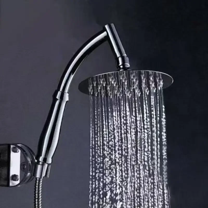 High Pressure Rainfall Shower Head Stainless Steel Square Shower Head Extender Large Curved Shower Extension image 3