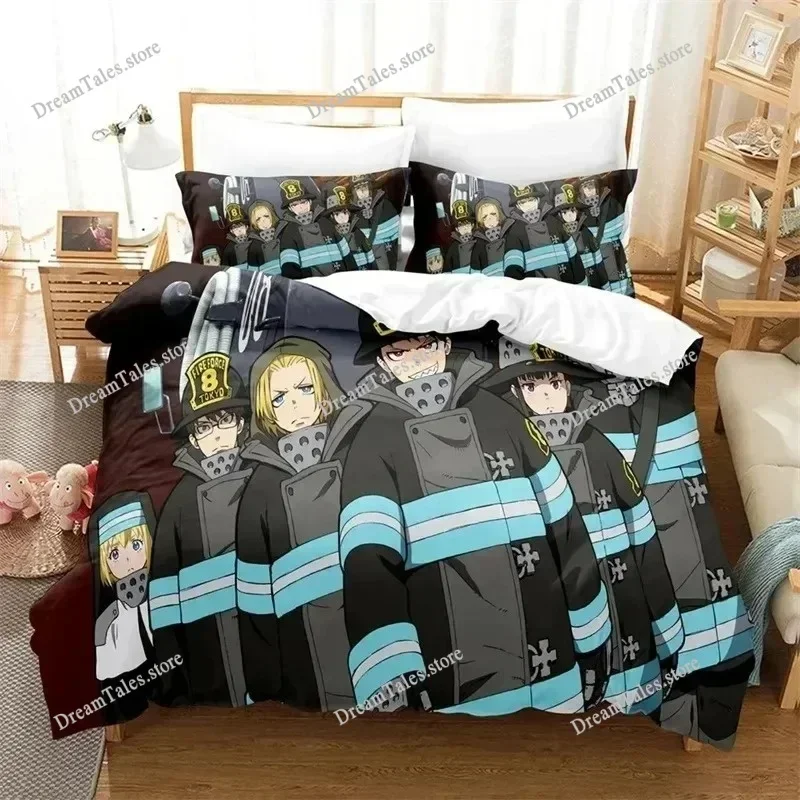 

Fire Force Luxury Bedding Set Anime Cartoon Duvet Cover Set Comforter Bedspread Linen Twin Single Size Printed Home Textile