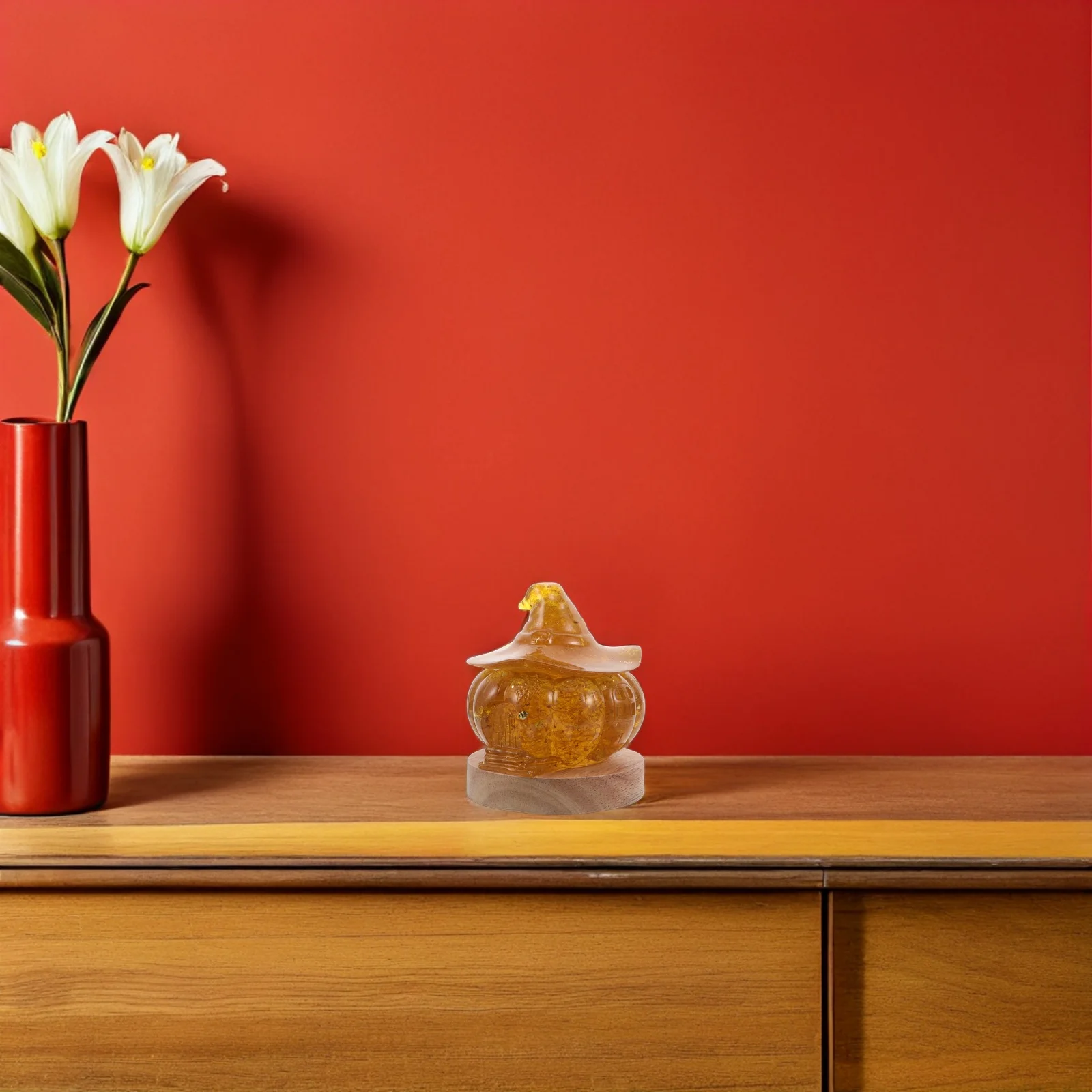 

Pumpkin Night Light LED 3D Crystal Ball Design Wooden Base Warm Glow Lamp for Bedroom Autumn Decor Halloween Thanksgiving