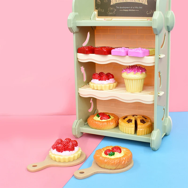 Puppenhaus Miniatur Kuchen Dessert Keks Tablett Gabel Modell Küchen geschirr Lebensmittel Dekor Spielzeug Puppenhaus Zubehör