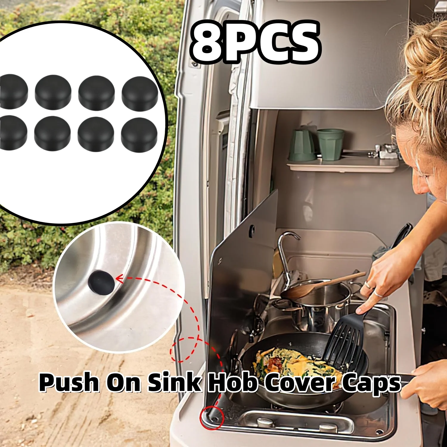 

8Pcs RV Push On Sink Hob Cover Caps Screws Pot Holder Camper Motorhome Caravan Accessories For Dometic Smev Thetford