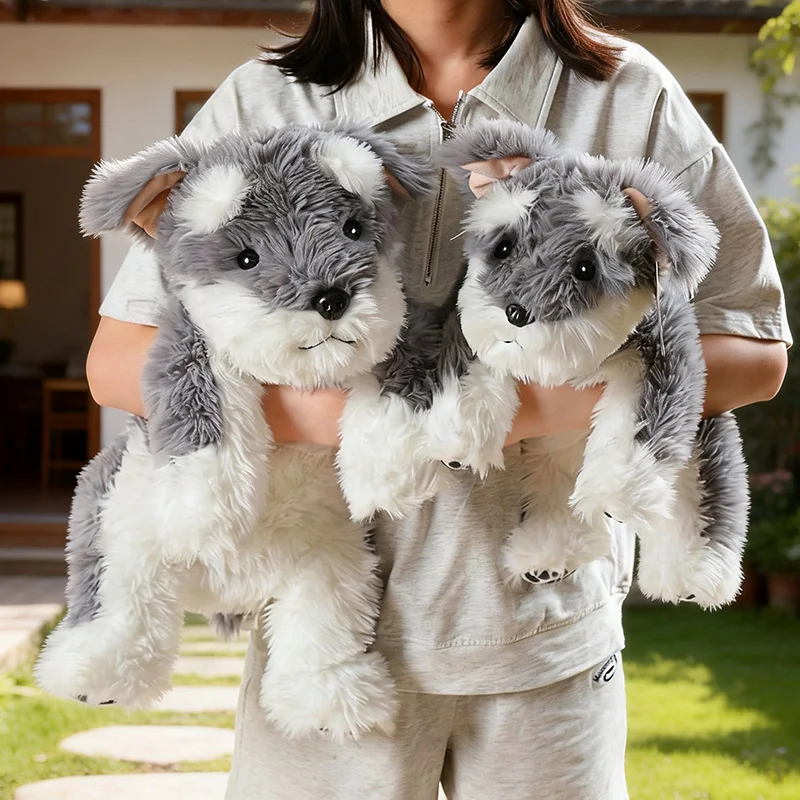 Simualtion Schnauzer Plush Lying Dog Animal Fluffy Doll Long Hair Sofa Pillow High Quality Gifts - view 5