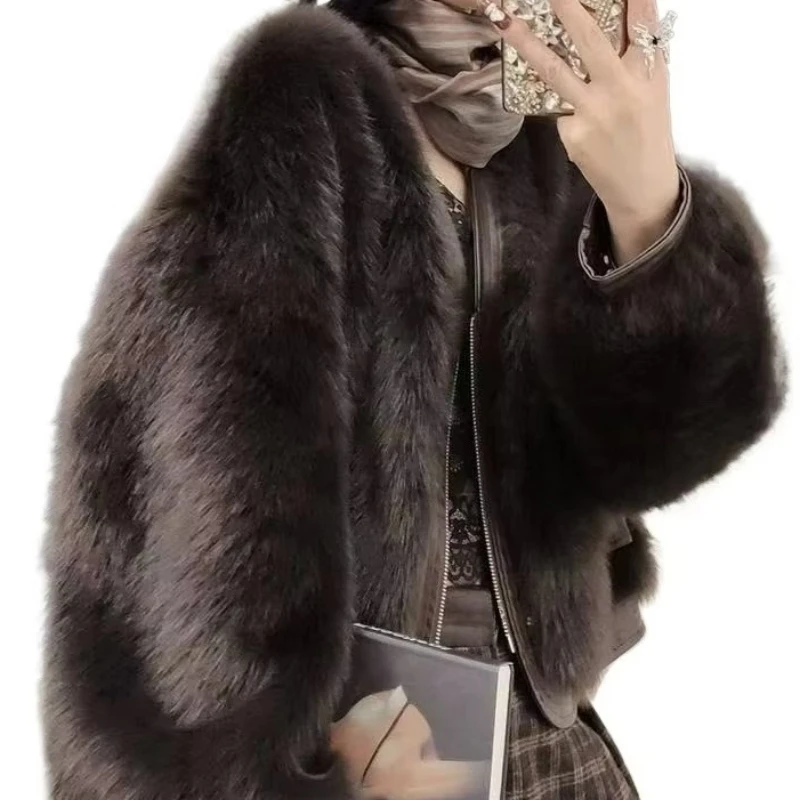 Imitating Little Fox Fur Thick One-piece Fur Coat for Autumn Winter Fashionable and Simple Women's Wear New Short Commuter Coat