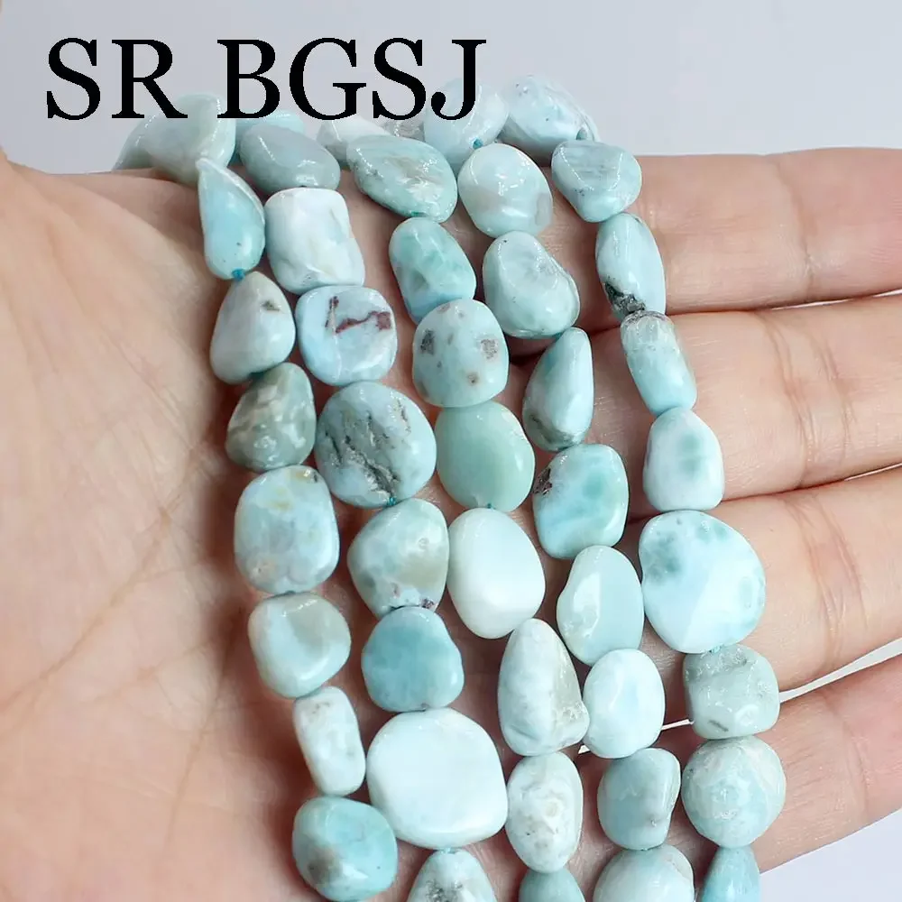 8-10mm Irregular Genuine Larimar Beads for Jewelry Making 15inches Natural Stone  Diy Bracelet