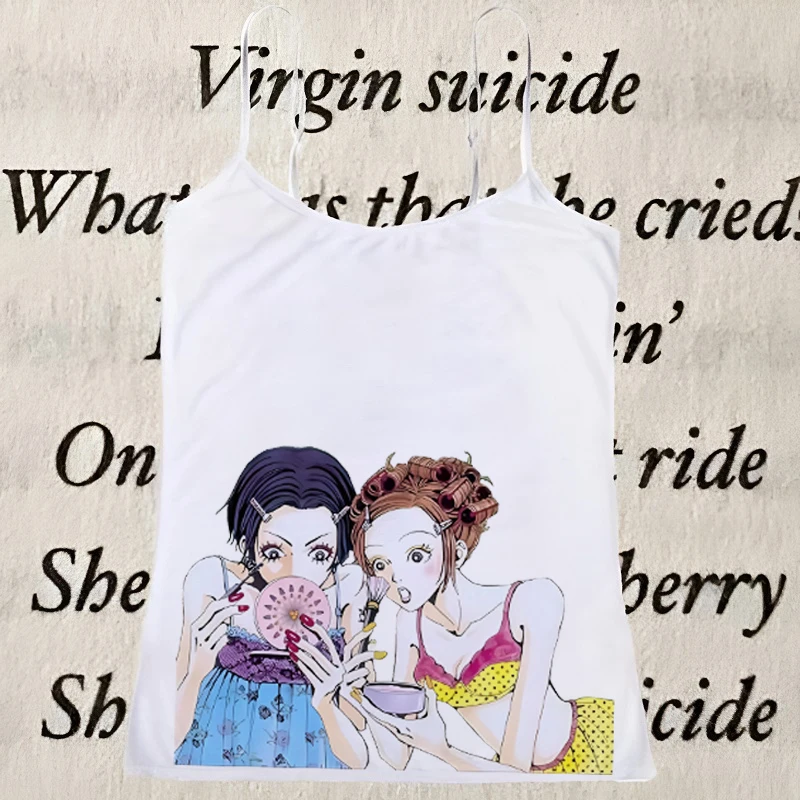 Cartoon beautiful girl print trend Y2K pure desire spicy girl top versatile women's T-shirt tank top suspender